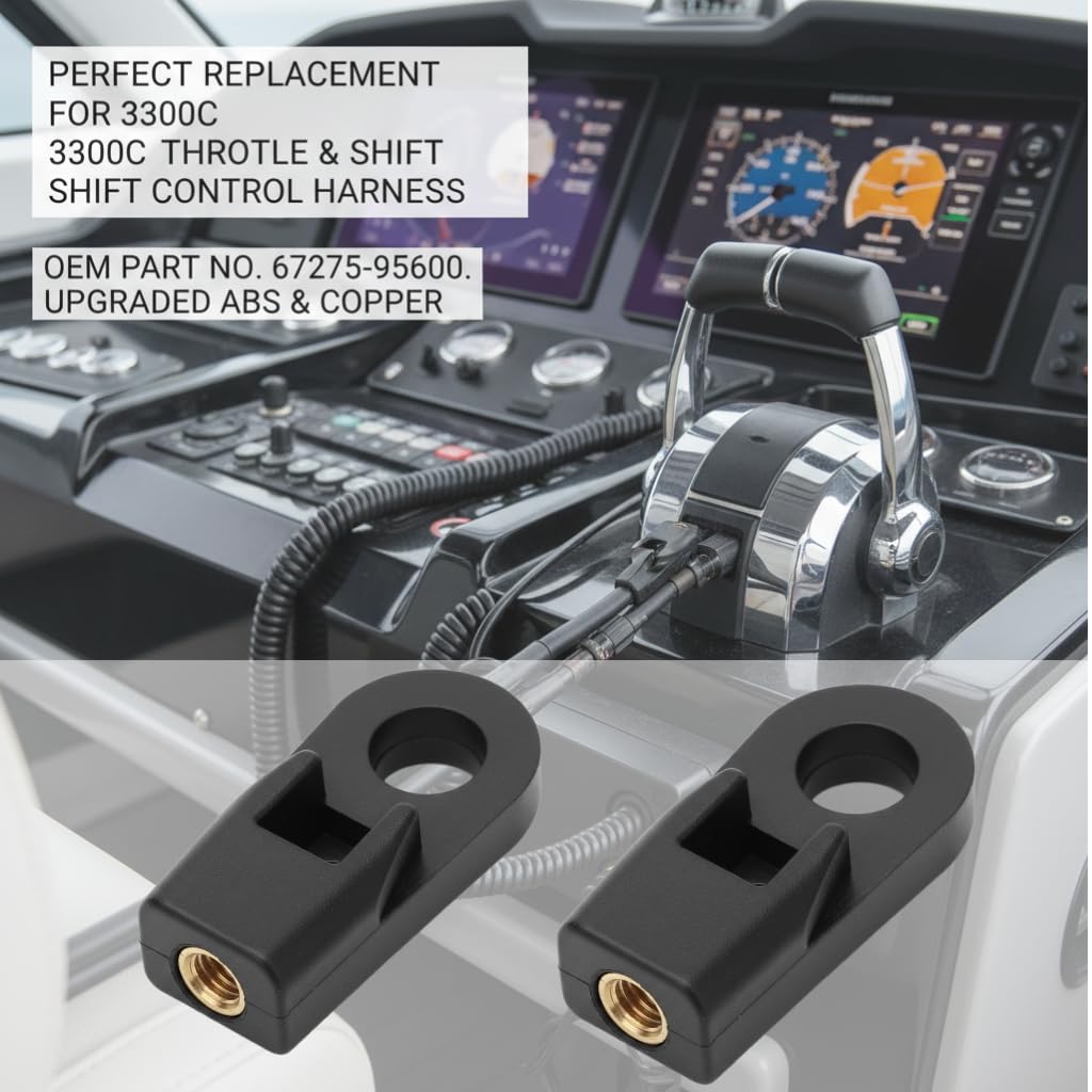 Outboard Control Box Cable End Connector ABS Copper Replacement for Throttle and Shift Control Box Cable Connection 2pcs 67275-95600