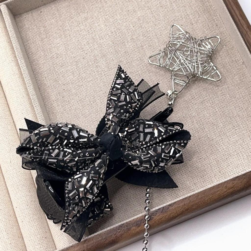 Elegant Rhinestone Bow Hair Clip - Versatile Luxury Ponytail Accessory