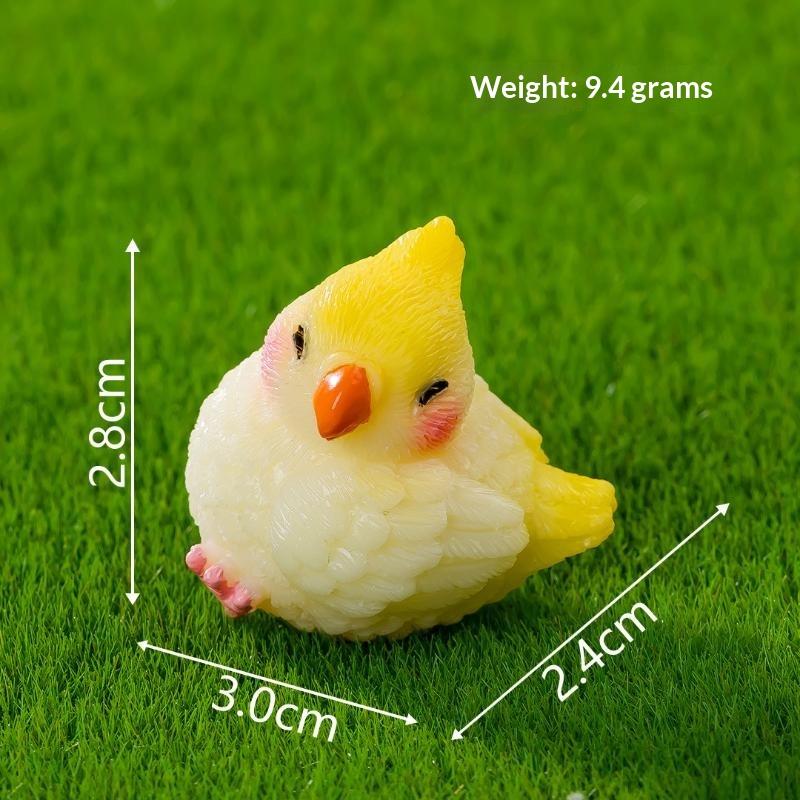 6Pcs Cute Cartoon Cockatiel Ornaments Horticultural Plant Animal Resin Handicraft Birds Models Diy Home Garden Decoration