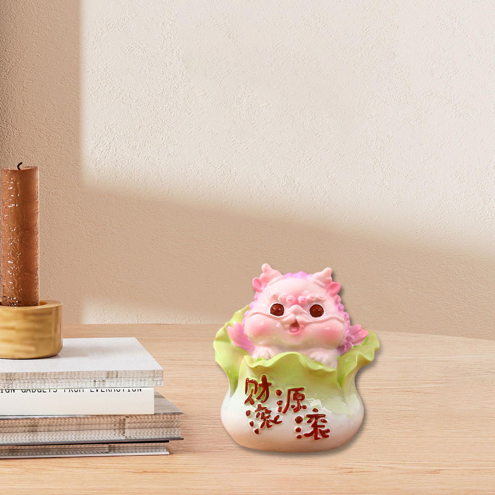 Cartoon Pink Chinese Pixiu Ornament Multipurpose Accessories for Office Creative Resin Statue 2.4x2.4x2.4inch Desktop Decoration