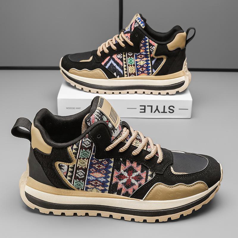 

Мужская обувь уличная высокая модная платформа повседневная обувь мужская нишевая высококлассная нескользящая и износостойкая спортивная обувь для пап 44