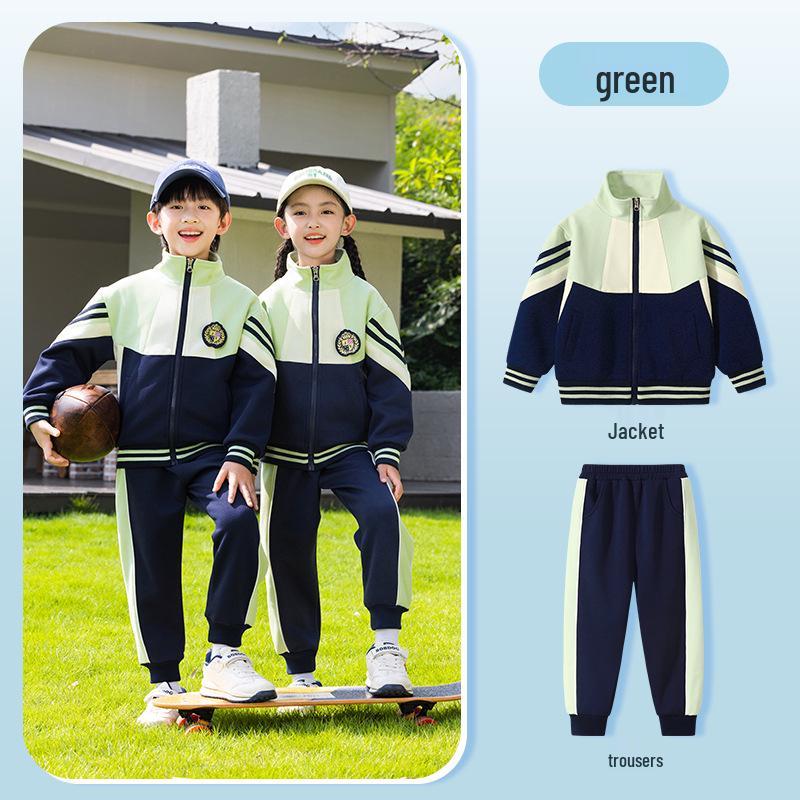 Spring & Autumn Primary School Uniform Set: Kindergarten to College Style 3-Piece Class & Sports Attire for Kids