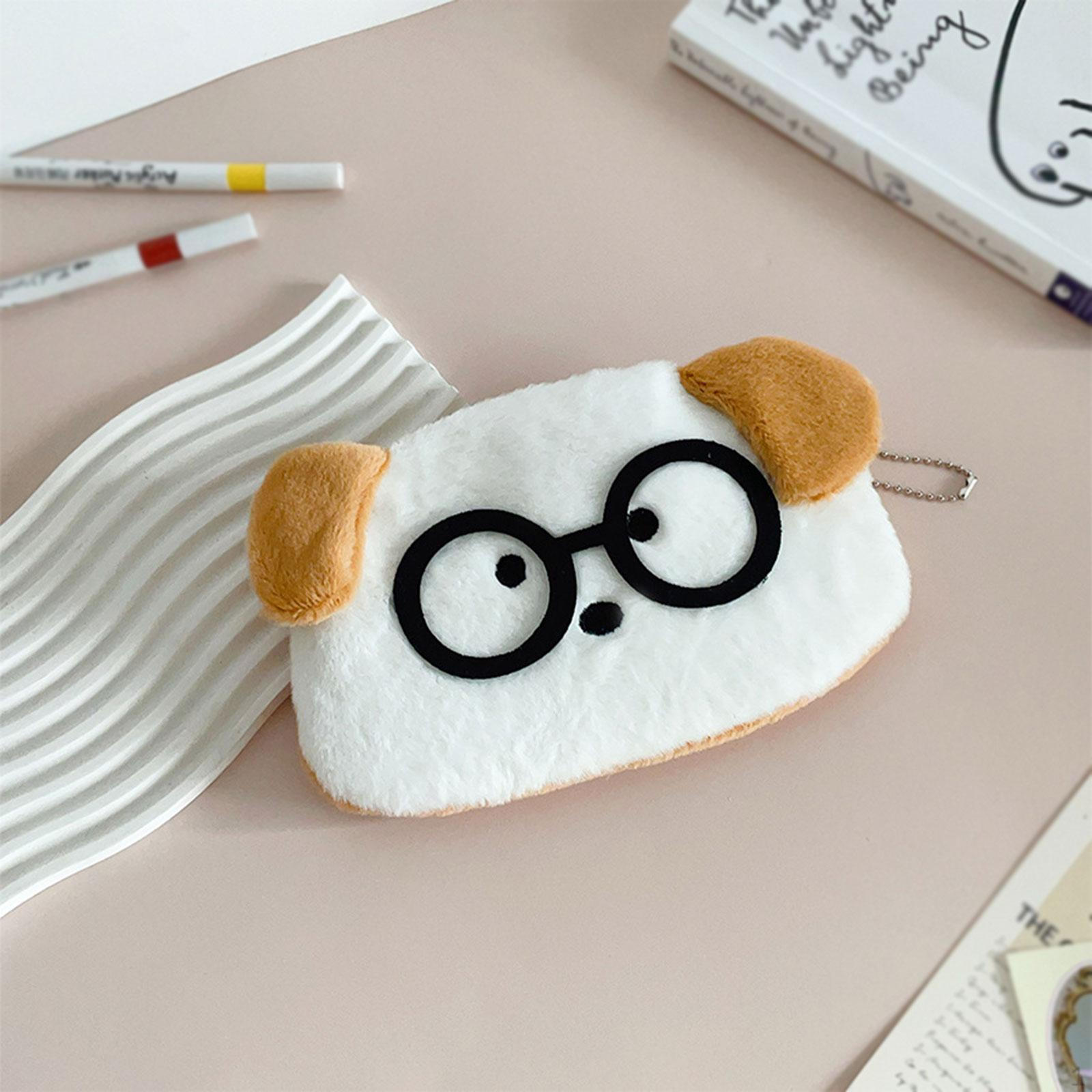 

Animal Shape Pencil Case Stationery Pouch Pen Bag Portable Cartoon Multipurpose Makeup Brown Ear Dog