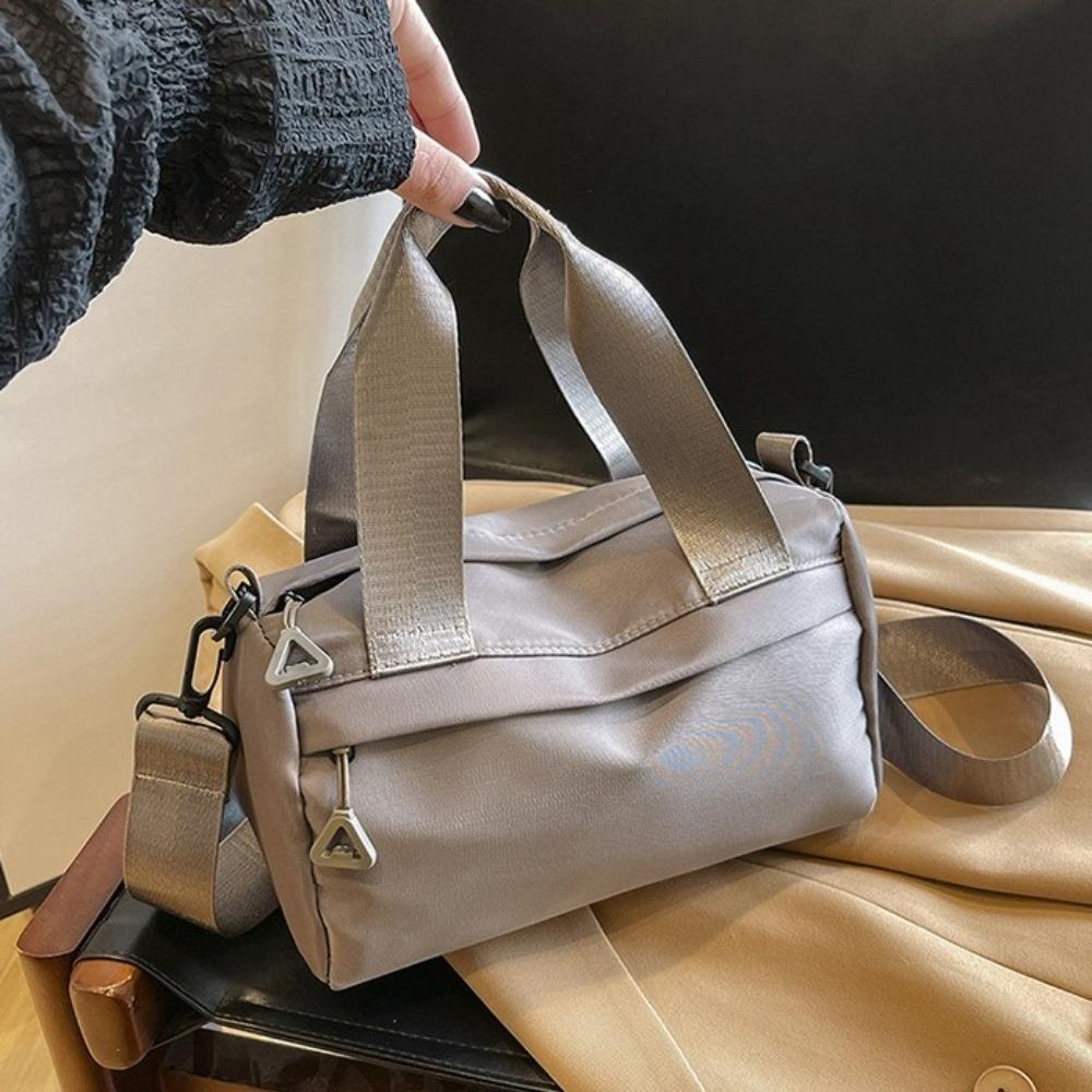 Solid Color Canvas Crossbody Bag Zipper Small Square Bag Portable Nylon Shoulder Bag  Travel