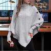 European and American Style Button-Decor Batwing Sleeve High Neck Knit Sweater for Autumn/Winter