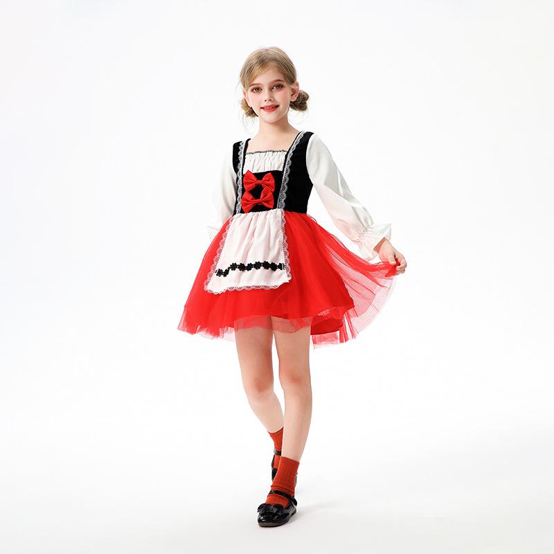 Halloween children's costume Christmas costume Little Red Riding Hood shawl cape pastoral farm style girl cos show costume