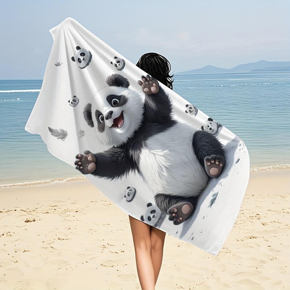 1PC Cute Panda Quick-Dry Microfiber Bath Towel Soft Absorbent Compact Ideal for Swimming Travel Everyday Use Beach Accessories