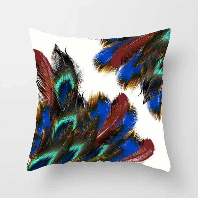 45*45cm Creative Peacock Feather Series Pillowcase Art Life Home Decoration Sofa Office Seat Waist Cushion  Cover