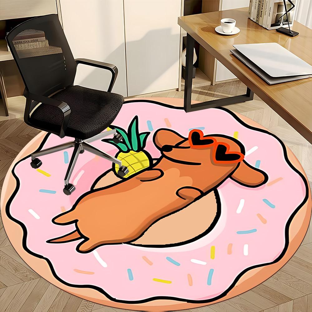 1PC Donut Pineapple Office Round Area Rug, Indoor Mat Suitable ForOffice, Under Office Chairs Bedroom Living Room Home Decor, Room Deco f175