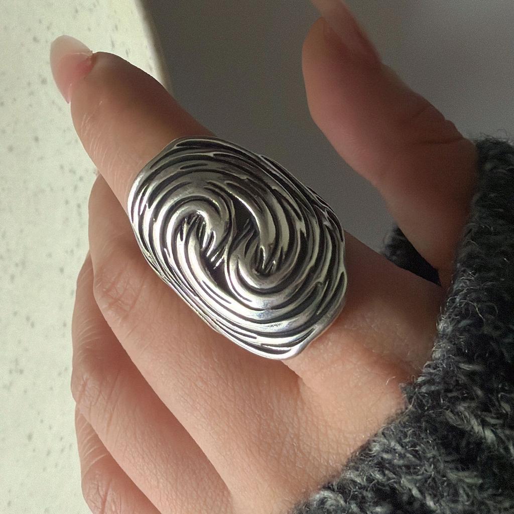 925 Silver Rings for Women Couple Minimalist Handmade Simple Wide Moon Ring Set Party Jewelry Gift Prevent Allergy