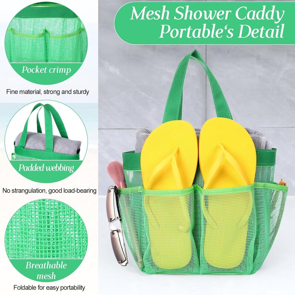 8 Packs Mesh Shower Caddy Portable Large Shower Caddy Dorm with 8 Pockets and Handles Quick Dry Shower Bags Hanging Bath Bag Dorm Room College