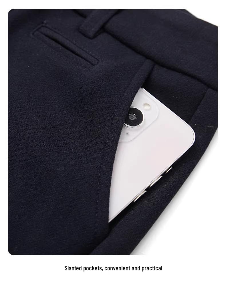 Women's High-Waisted Cashmere Purple Wool Pants - Autumn/Winter 2024, Small Size, Thickened Wide-Leg, Nine-Point Length.