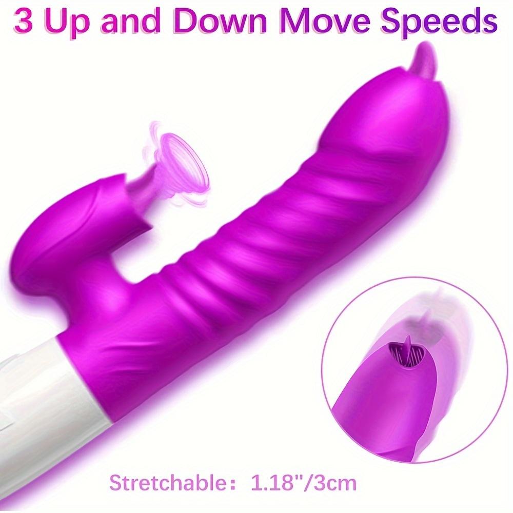 Thrusting G Spot Rabbit Dildo Vibrator, Tongue Licking Rotating Vibrating Women Couples Adult Sex Toys, Female Clitoris Vibrator Wand Stimulator Toy
