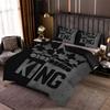 King'S Crown Pattern 3D Printed Couple Style Bedding Cover Grey Black Duvet Cover Set Soft Comfortable Polyester Quilt Cover Set