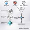 Vnox Stainless Steel Pentagram Turquoise Cross Pendant Necklace with Box Chain, Unique Vintage Religious Jewelry Gifts for Men