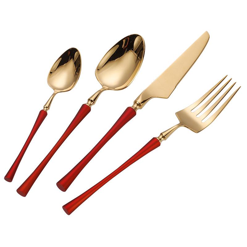 Stainless Steel Small Waist Cutlery Set: Steak Knife, Fork, Dessert Spoon, Mirror Finish.