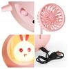 Desk Lamp Small Fan with Adjustable Bendable Pole Stable Base Quiet Motor Cartoon Chick Rabbit Design Dorm Room Fan Light