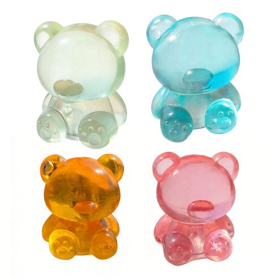 1/4Pcs Mini Clear Bear Squeeze Toy Stress Relief Sitting Bear Sensory Toy Anxiety Relieving Sugar Stress Ball Focus Aid Decompression Animal Toy