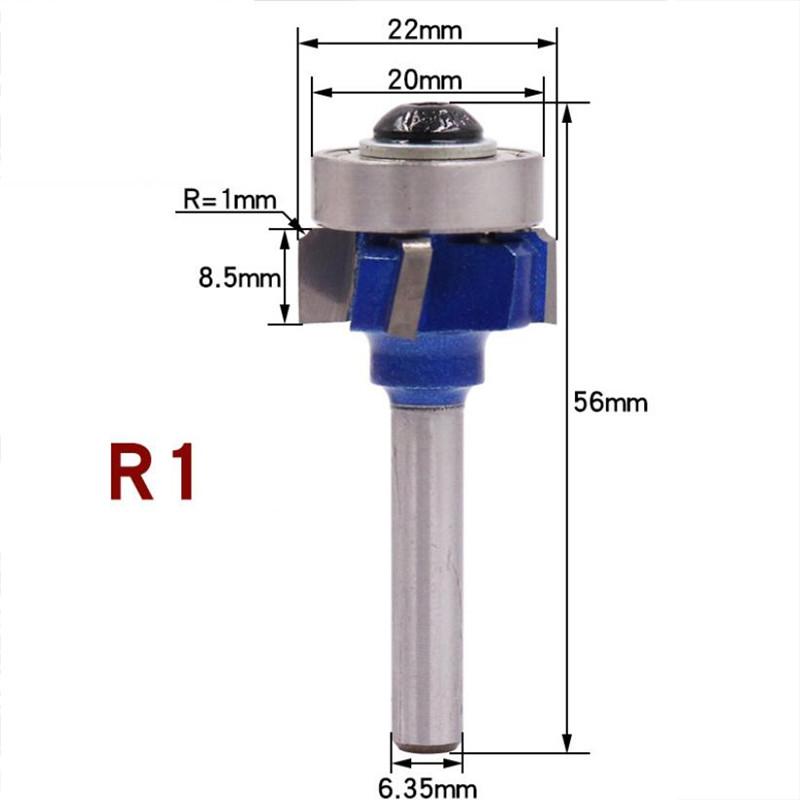 

Фреза кругла з хвостовиком 6,35 мм R1 R2 R3 для обробки країв, деревообробна, фрезерна, професійна, з легованої сталі, класична A