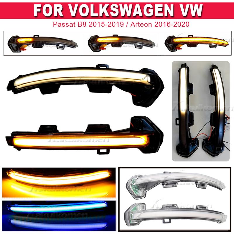 Dynamic Blinker LED Turn Signal For VW Passat B8 Variant Arteon Light Mirror Blue/Yellow/White 2015 2016 2017 2018