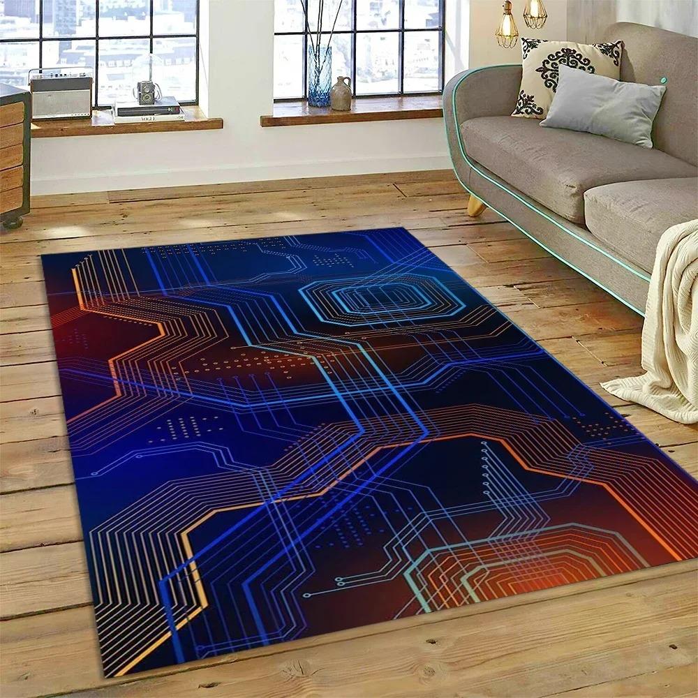 Chip Circuit Board Carpet Rug for Home Living Room Bedroom Sofa Doormat Kitchen Decor Child Paly Area Rug Non-slip Mat
