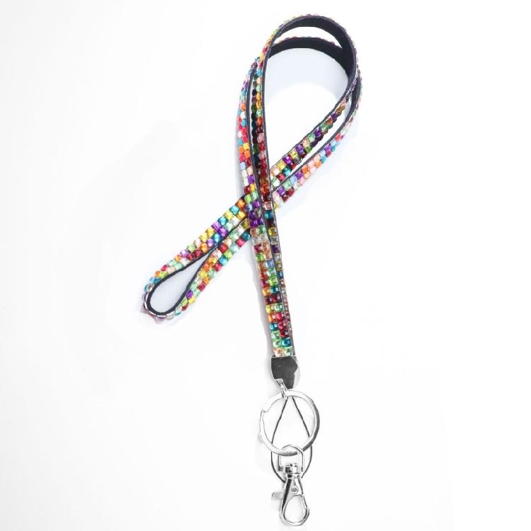 Correa de Pedrería Cordón de Cristal Portatarjetas Correas de Cuerda con Pinza Metálica Cuerda para el Cuello de Smartphone Multicolor