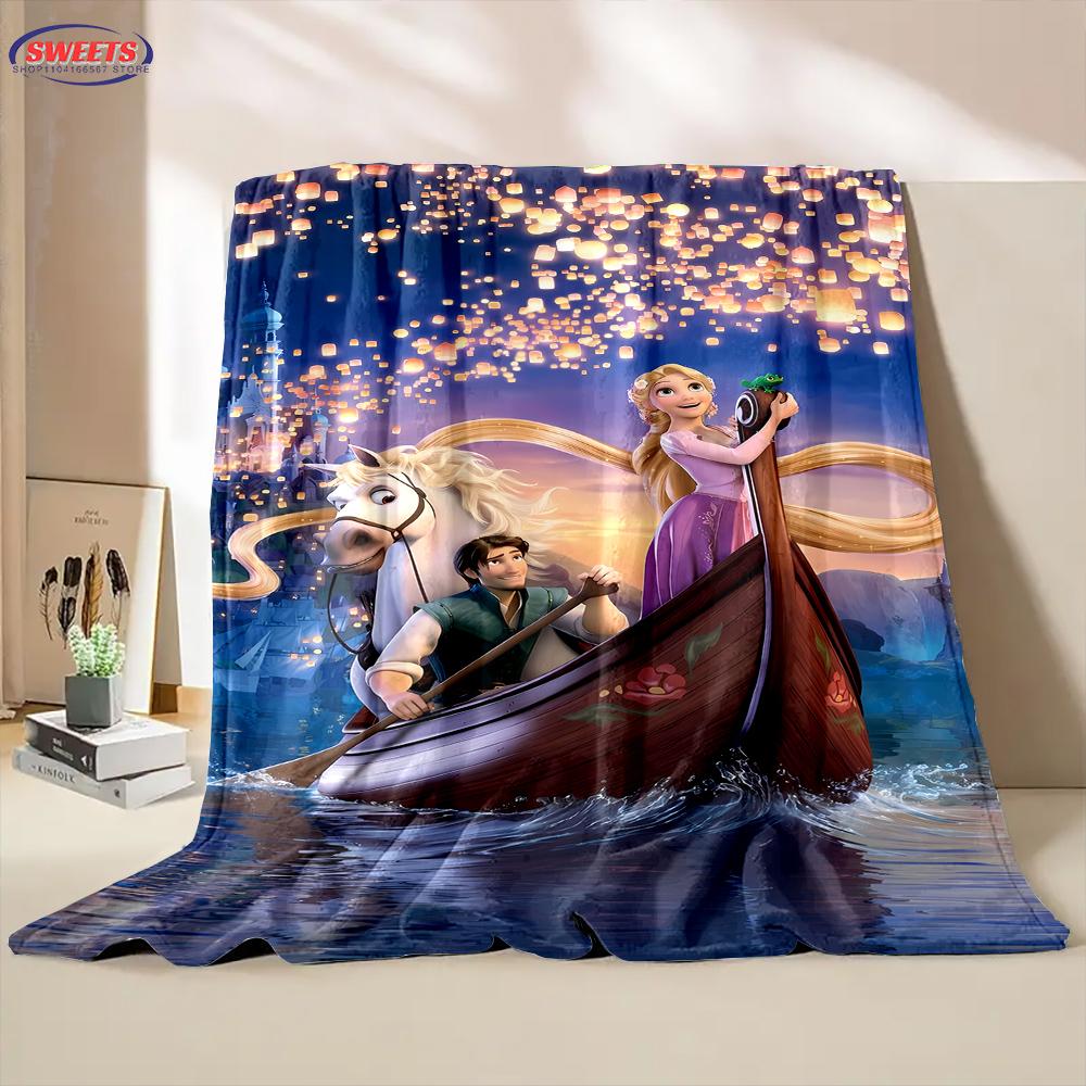 3D Classic Princess Rapunzel Cartoon Flannel Blanket for Bed Bedroom Sofa Picnic, Blanket for Cover Outdoor Leisure Nap Gifts