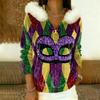 Damen Lockerer Und Bequemer Lässiger Mode Halb-Reißverschluss Kapuzenpullover Langarm Karnevals-Print Oberteil