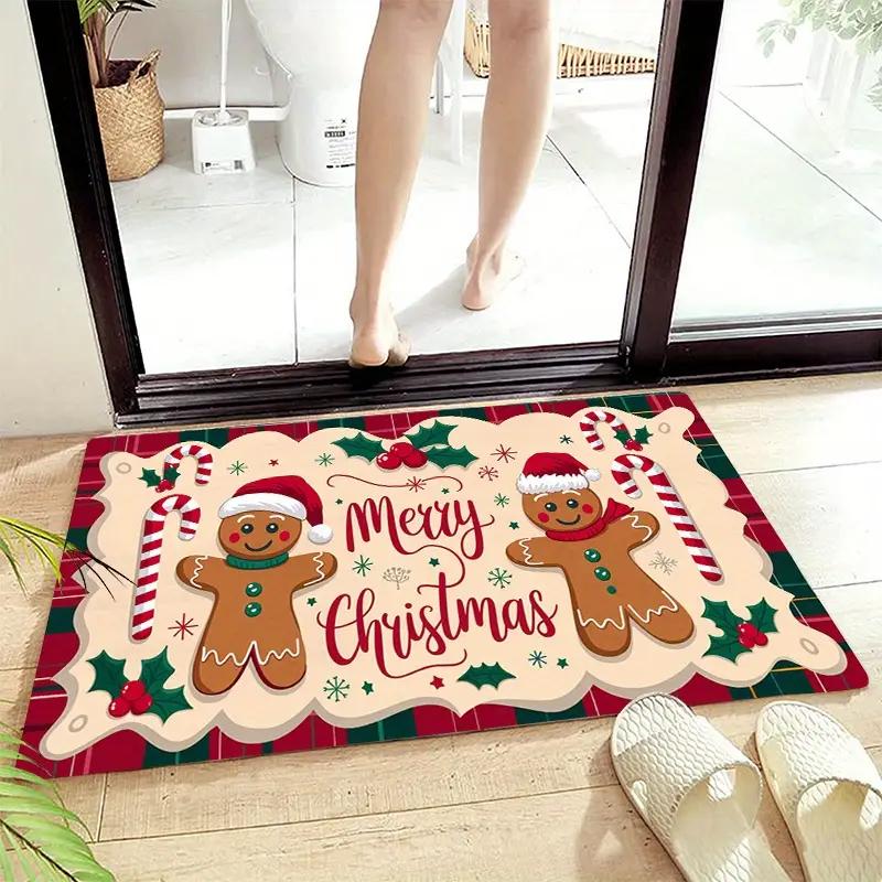 Cartoon Gingerbread Man Rug Soft and Slip-resistant Kitchen Floor Mat Entry Door Mat Merry Christmas Home Decoration