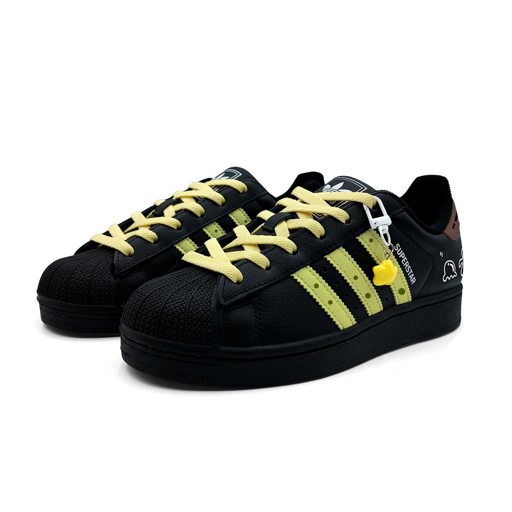 Adidas Originals Superstar 2 Abrasion Resistant Low top Skateboard Shoes Unisex Black Yellow JI0079( team927-)