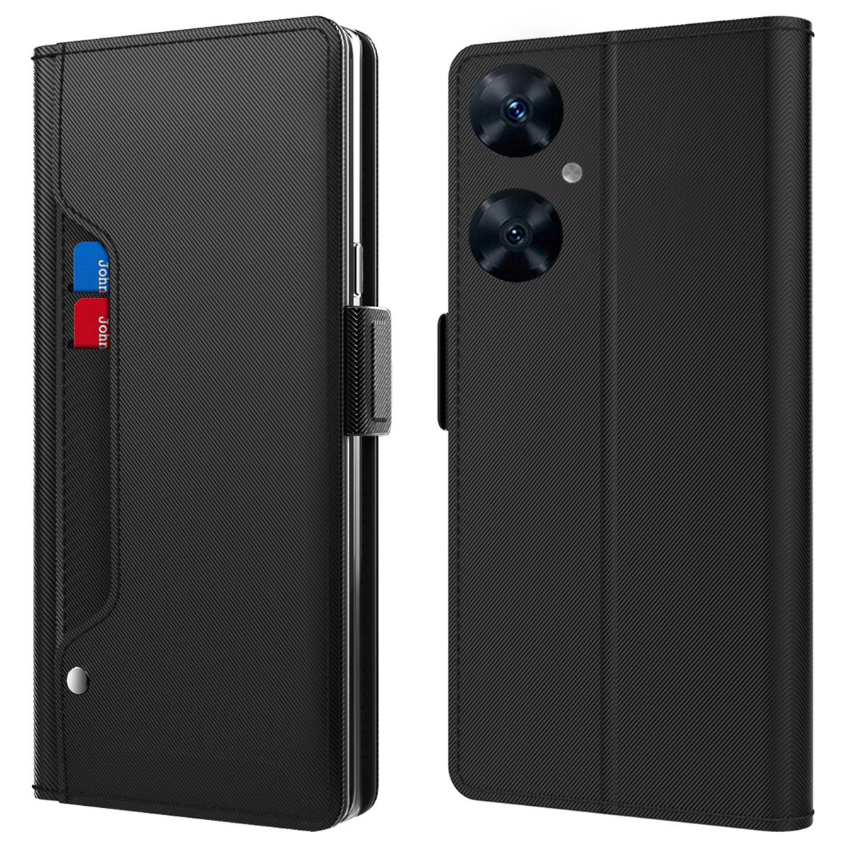 

For Huawei nova 11i Mirror Design Leather Phone Case Stand Card Holder Shockproof Cover Black