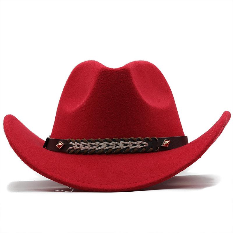 Unisex Adults Woolen Western Cowboy Hat