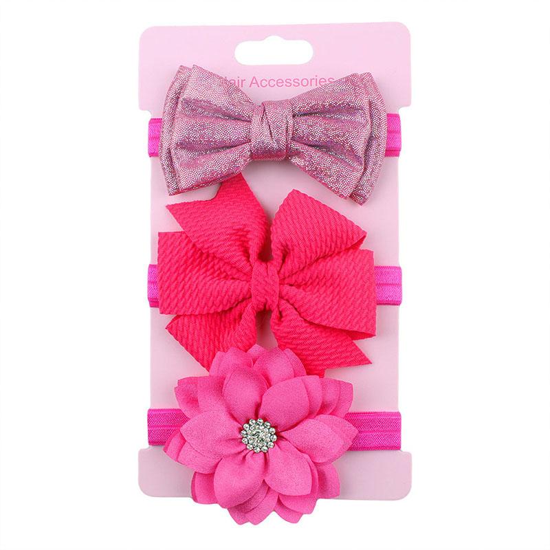

3 шт./лот повязка на голову для маленьких девочек с бантом и цветком принцессы эластичная повязка для волос для новорожденных девочек комплект аксессуаров для волос для малышей розы красного