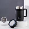 Taza térmica de acero inoxidable para hombre, taza térmica aislante y fría para oficina, taza de té con filtro portátil para negocios con asa
