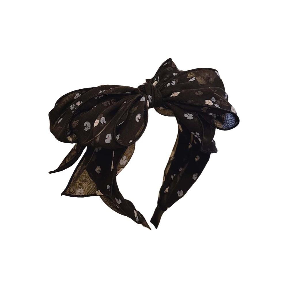 

ABS Bownot Wide Hair Hoop Creative Floral Printed Hairband Simple Three-layer Bow Headband Girls Style 4