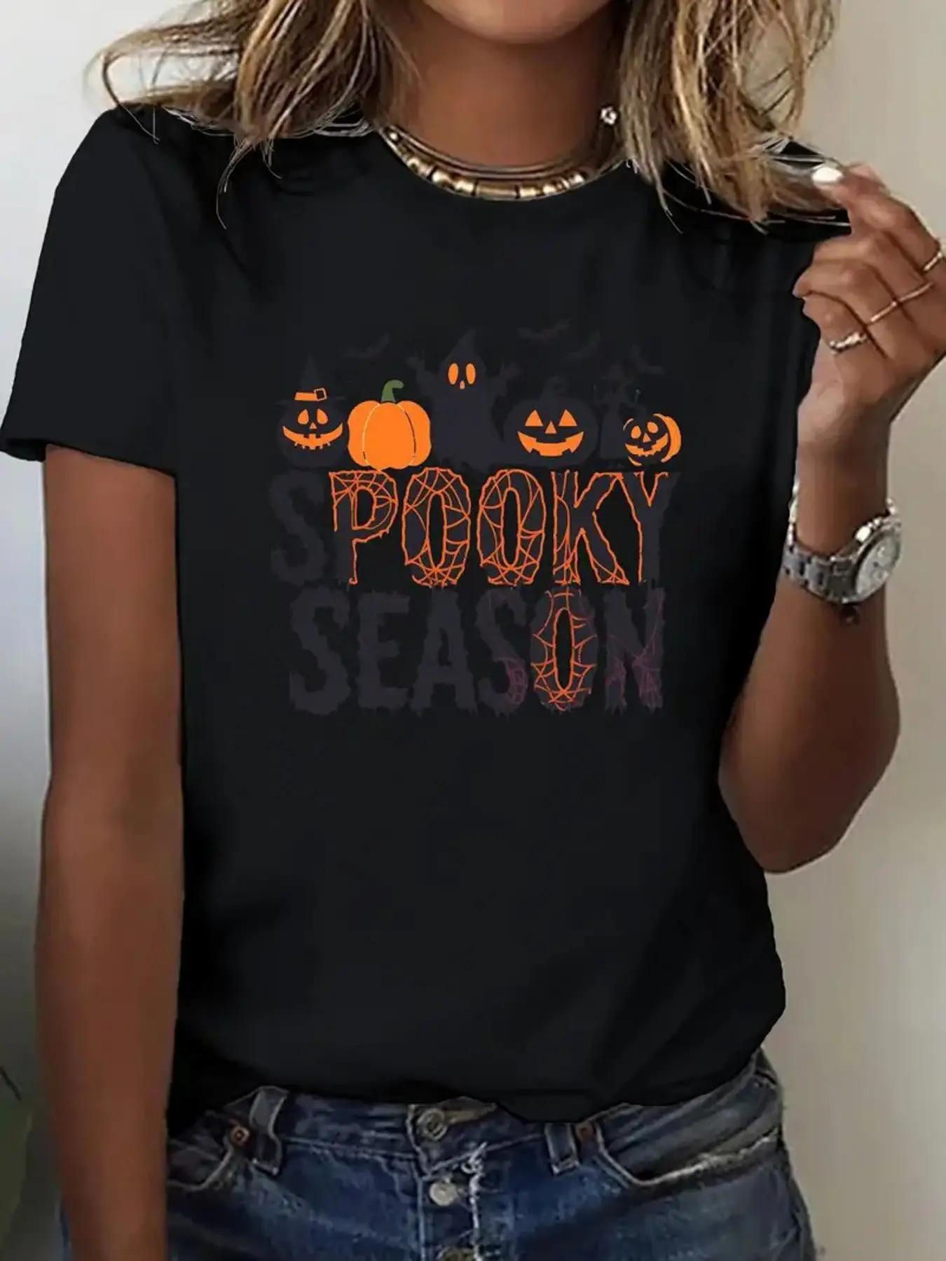 

Summer Halloween Silhouette Womens Tshirt Comfortable Fit Soft Breathable Comfortable Casual Short Sleeve S