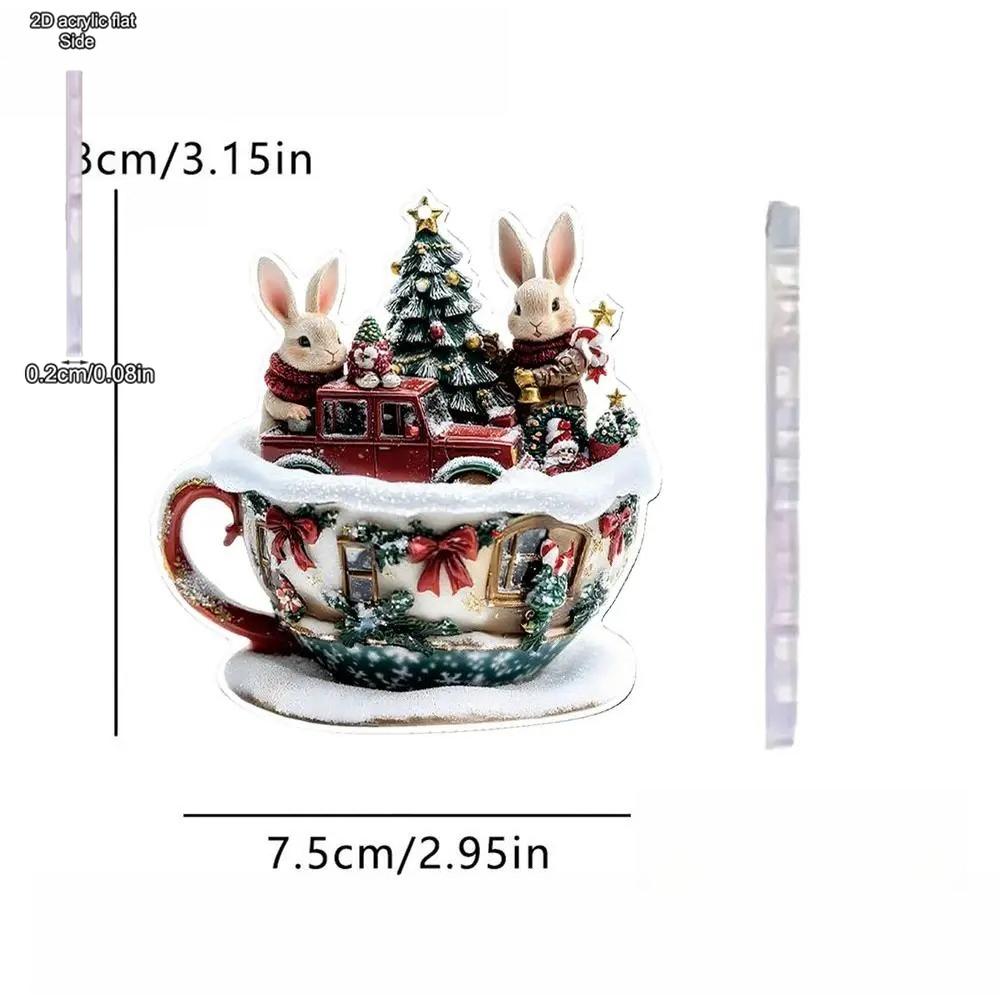 Christmas Coffee Cup Ornaments Coffee Mug Decorative Tree Hanging 2025 Xmas Navidad 2026 New Year Easter Bunny Party Supplies