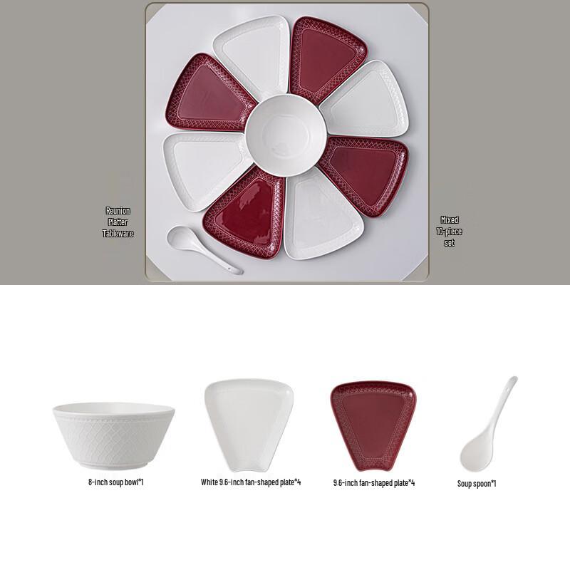 Japanese Ceramic Embossed 10-Piece Dinnerware Set