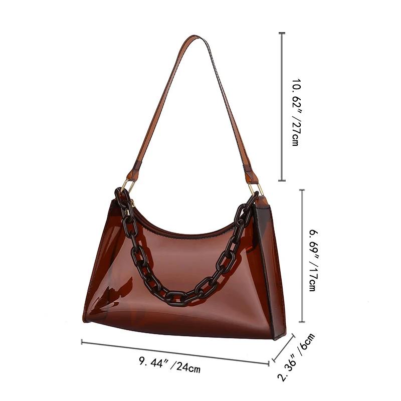 Ladies Jelly Bags Pvc Solid Color Clear Bag Underarm Bags Casual Women Summer Handbags Purse Cell Phone Shoulder Bag
