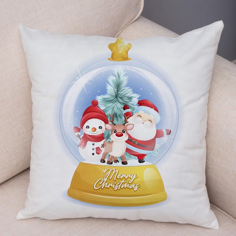 Cartoon Santa Claus Little Penguin Pillowcase Sofa Kids Room Decoration Merry Christmas  Deer Cushion Cover 45x45cm