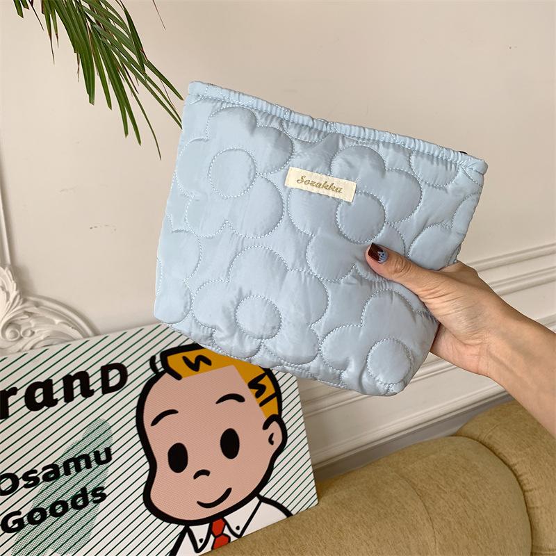 

Косметичка с цветочным узором большой вместимости, милая портативная дорожная сумка для женщин синий