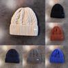 Knit Hat Simple With Embroidered Letters Warm Solid Color For Casual Wear