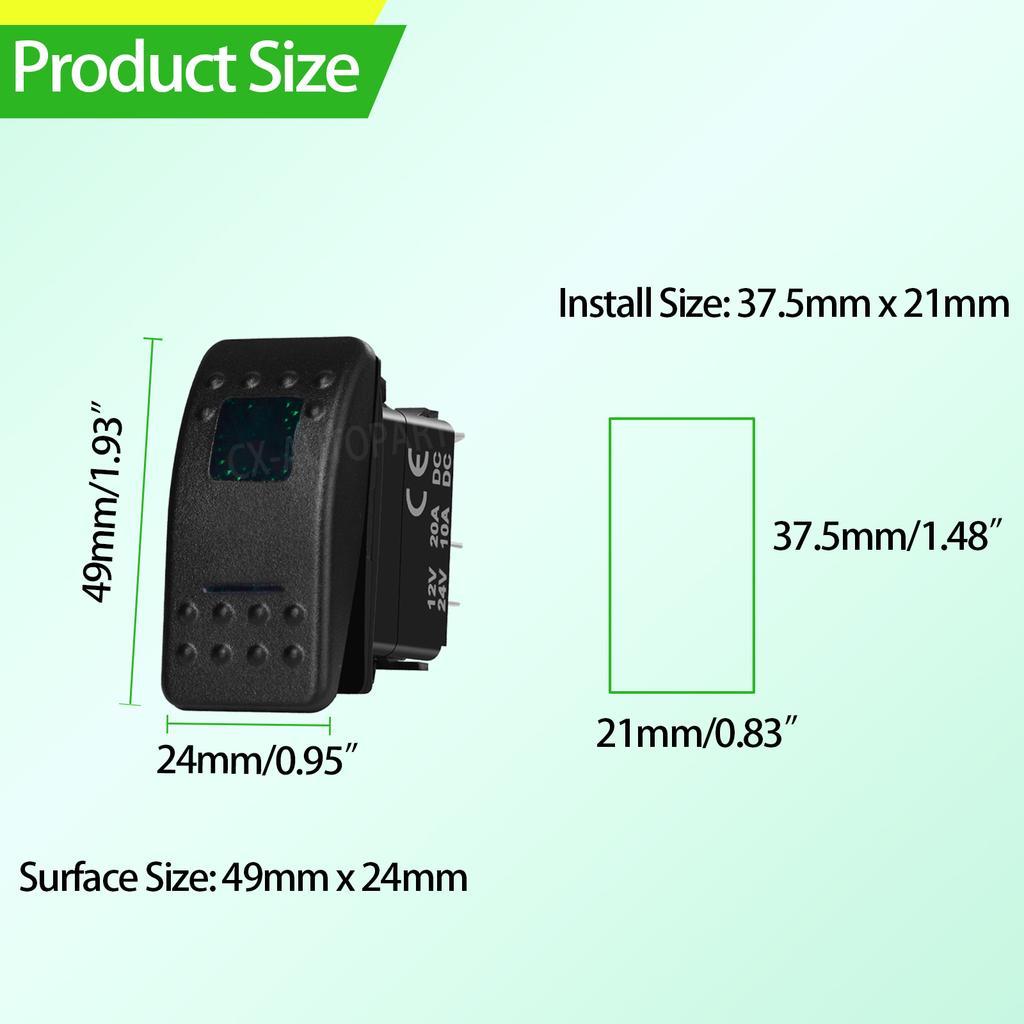 12V/24V Marine Rocker Switch Green LED SPST ON-OFF DPDT ON-OFF-ON Momentary Toggle for 4x4 Off-Road RZR ATV ARB Carling Style