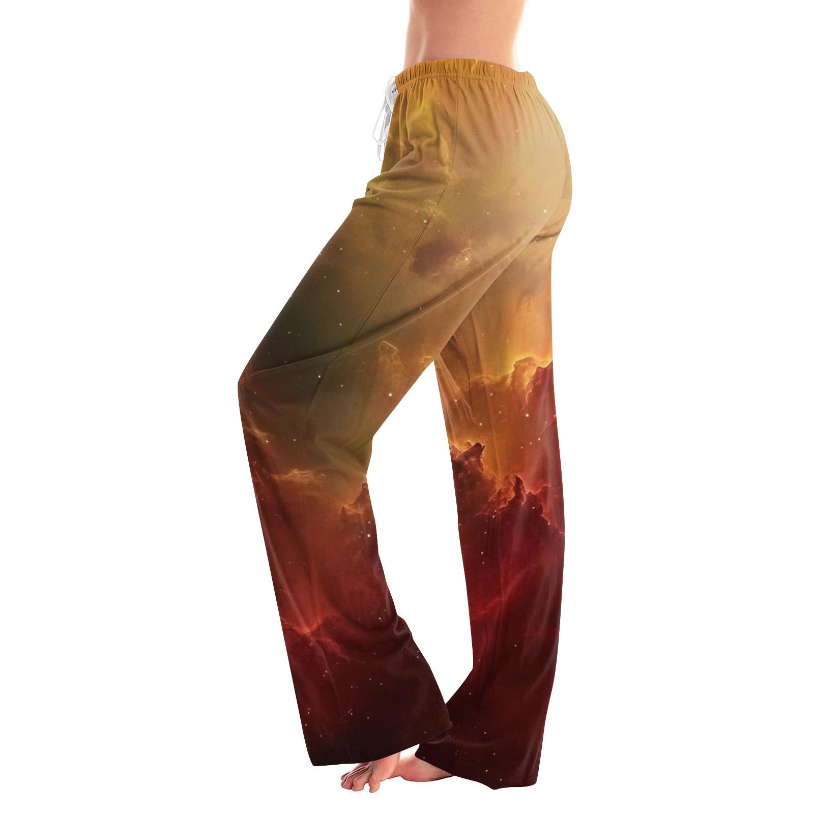 

Женские повседневные прямые брюки с принтом «Небо» Домашняя пижама Повседневные брюки S оранжевый