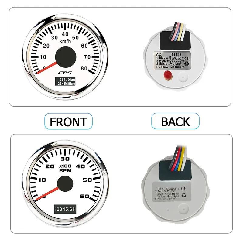 ELING 52mm 2 Gauge Set GPS Speedometer 30 60 80 120 200 Km/h 3K 4K 6K 8K RPM Tachometer with Backlight for Car Boat Truck