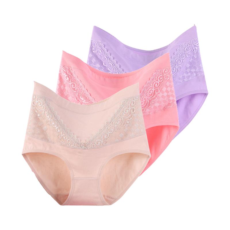 3 Pieces Plus Size Briefs Women's Lingerie Cotton Undies Underwear Breathable Panties Underpants L XL 2XL 3XL 4XL Fit 40-100kg