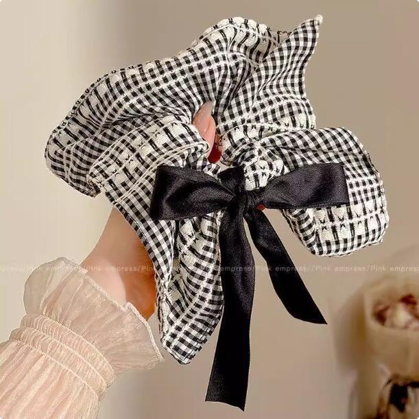 Lace embroidered bow square scarf ponytail hair band square tied hair low ponytail hair rope headgear
