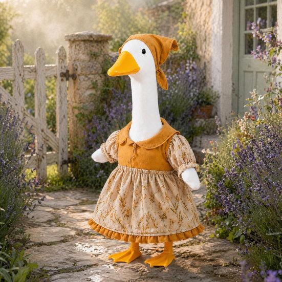 Jijijing Thanksgiving Porch Goose Outfit, Autumn Dress with Head Scarf for 23 Inch Statue, Outdoor Garden Yard Decor