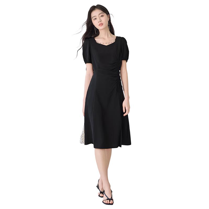 Xiangying Square Collar Puff Sleeve Dress