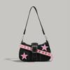 Y2K Hot Girl Black & Pink Star Tote Shoulder Bag Edgy Studded Strap Retro Underarm Bag Sweet-Cool Aesthetic for Trendy Daily Use